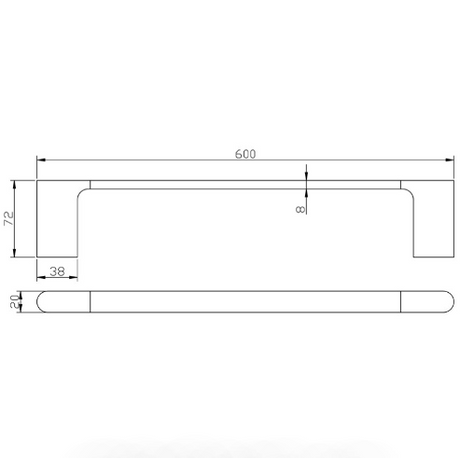 Cora Single Towel Rail 800 mm - Technical Drawing