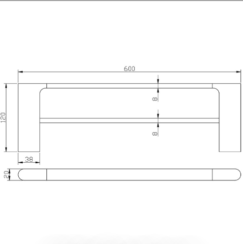 Cora Double Towel Rail 600 mm - Technical Drawing