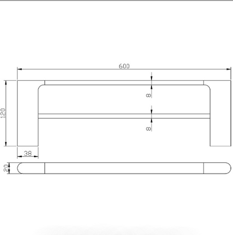 Cora Double Towel Rail 600 mm - Technical Drawing