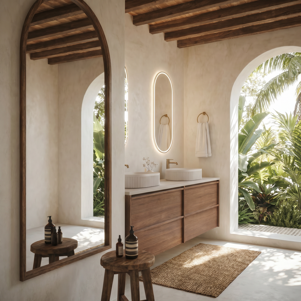 VENETTA Framed Wall Hung Vanity Walnut (All Sizes)