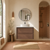 VENETTA Framed Wall Hung Vanity Walnut (All Sizes)