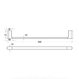 Flores Single Towel Rail 600 mm - Technical Drawing