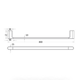Flores Single Towel Rail 800 mm - Technical Drawing
