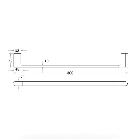 Flores Single Towel Rail 800 mm - Technical Drawing