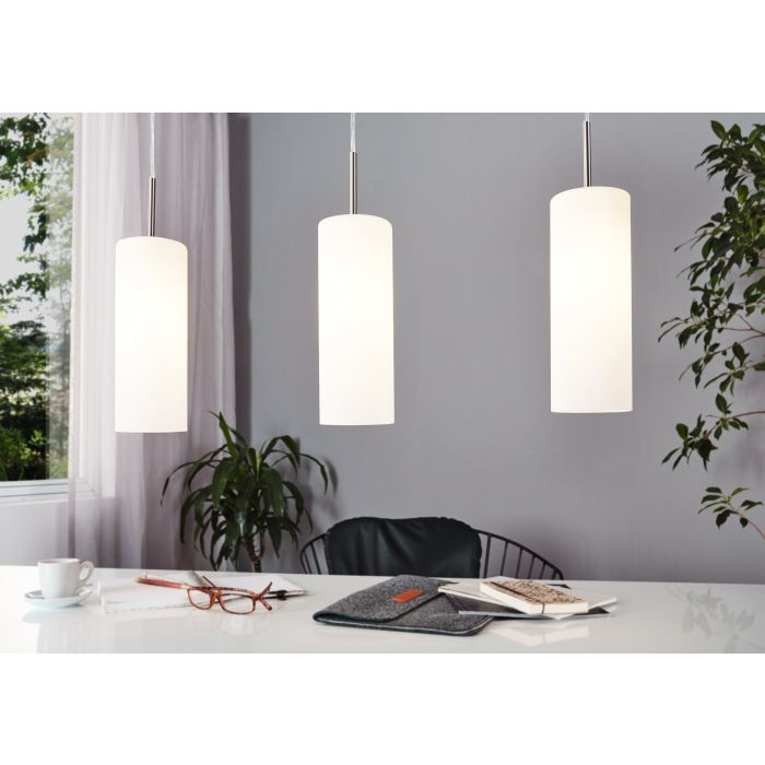 TROY 3 pendant light Satin Glass White Painted