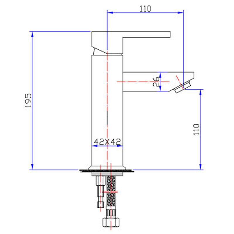 Rosa Rectangle Handle Basin Mixer Lead Free
