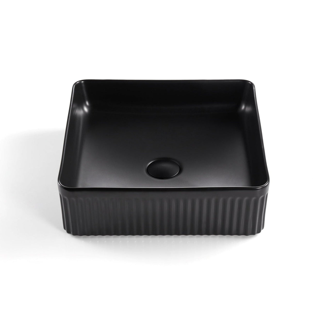 POS Fluted Gloss Matte Black Basin (Square: 360x360x120)