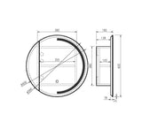 Athena Front-Lit LED Round PVC Shaving Cabinet 600mm – Single Door
