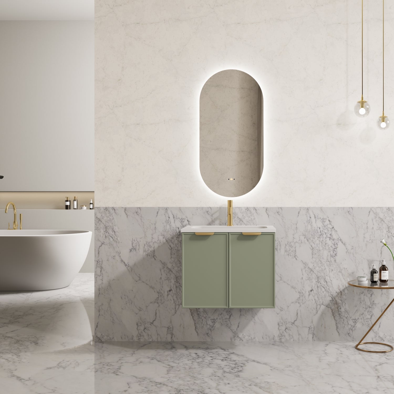Miami Wall Hung PVC Cabinet 600mm (Olive Green)