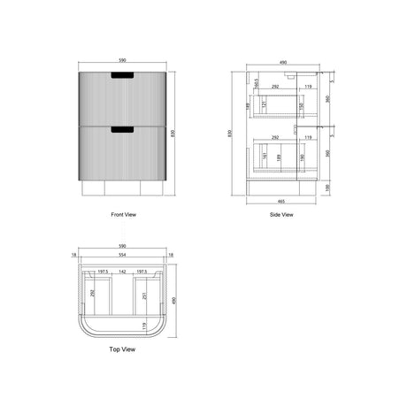 600 Havana floor standing vanity drawing