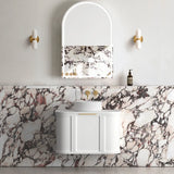 600mm bathroom cabinet curve white with handle  hamptons style