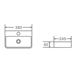 Compact Rectangle Wall Hung Basin (Mini 38) (Rectangle: 380x245x80)