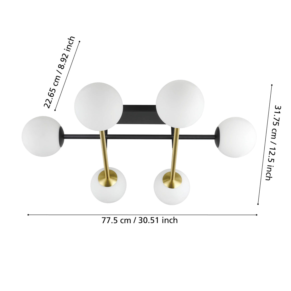 PAZ Ceiling Light 6x40W - Brushed Brass - Clearance