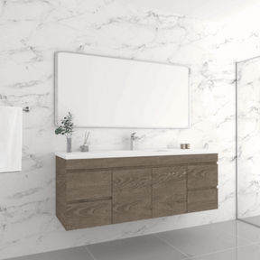 ABS DF Dark American Oak Single Bowl Wall Hung Vanity 1500mm