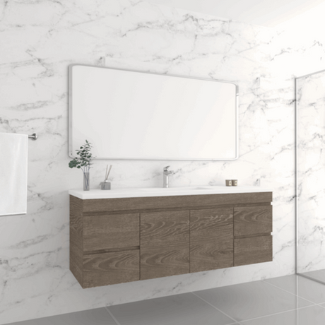 ABS DF Dark American Oak Single Bowl Wall Hung Vanity 1500mm