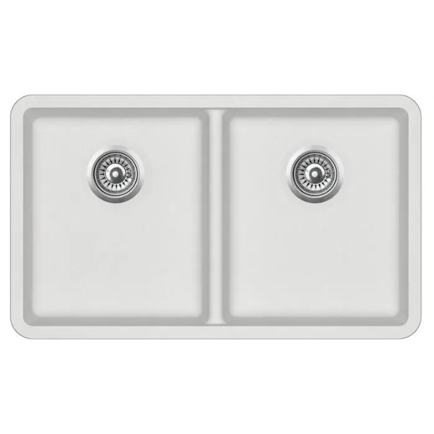 Aleksander Double Bowls Granite White Kitchen Sink (810x480x230)