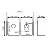 Double Bowl Gunmetal Stainless Steel Sink 770x450x215mm