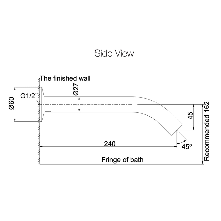 KOHLER Components Wall Mount Tube Bath Spout (240mm)