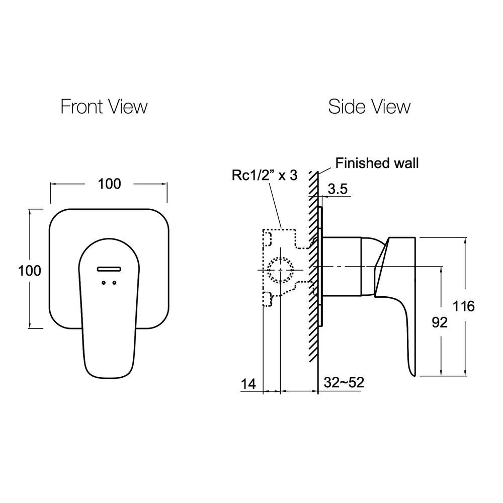 KOHLER ALEO-S Shower/Bath Mixer Full Kit (100mm)