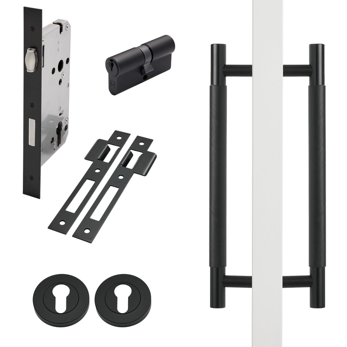 Manovella Entrance Roller Lock Kit - Charmian Pull-Matte Black
