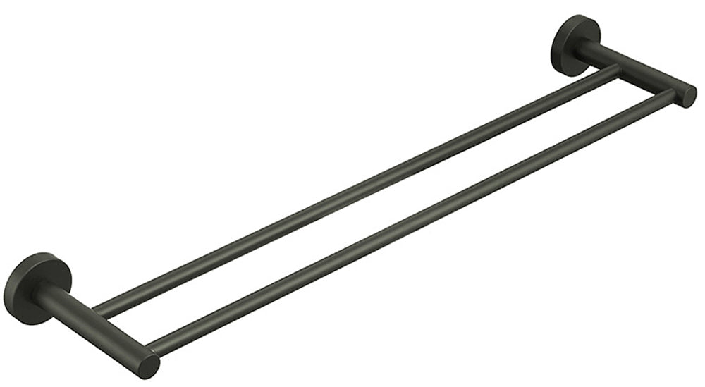 Otus Round Double Towel Rail 600mm - Brushed Gun Metal