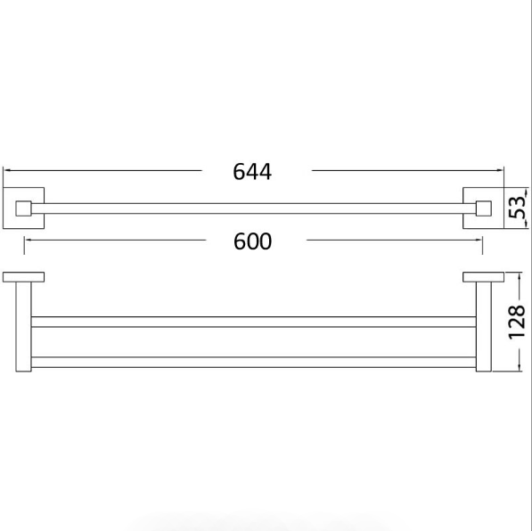 Sara Double Towel Rail 600 mm (Chrome)