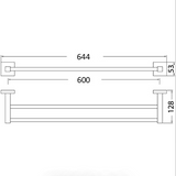 Sara Double Towel Rail 600 mm (Chrome)