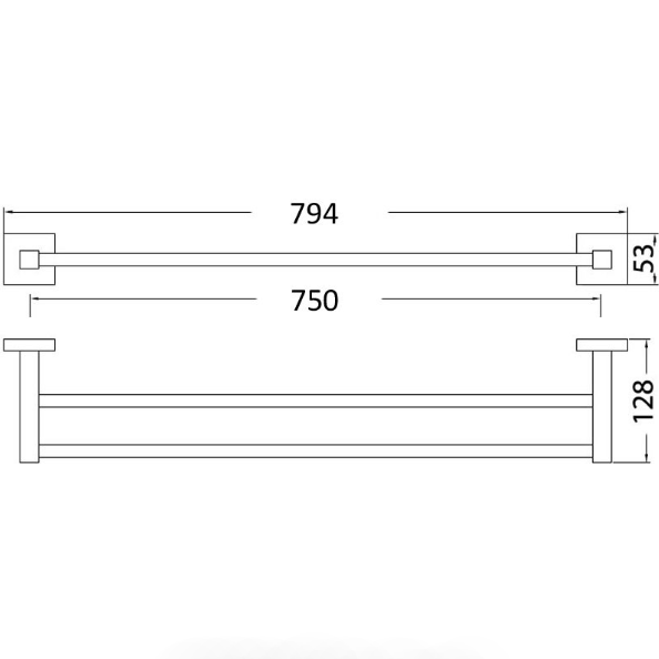 Sara Double Towel Rail 750 mm (Chrome)