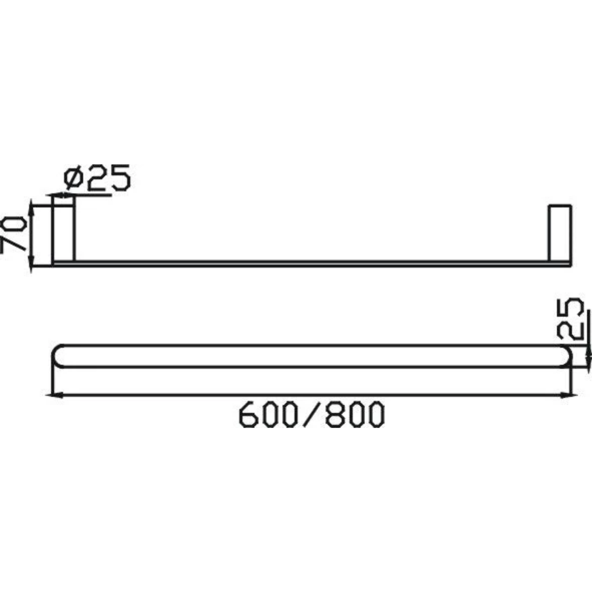 Sleek Single Towel Rail - 600mm