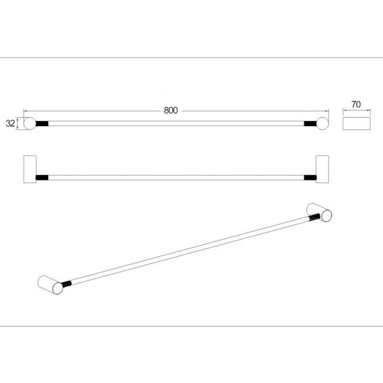 Caddence Single Towel Rail 800mm