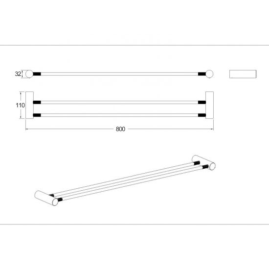 Caddence Double Towel Rail 800mm