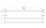 Otus Slimline SS304 Towel Rail Double 600mm - Technical Drawing