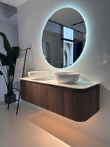 Waverton Groove Curved Wall Hung Vanity Florentine Walnut (All Sizes)