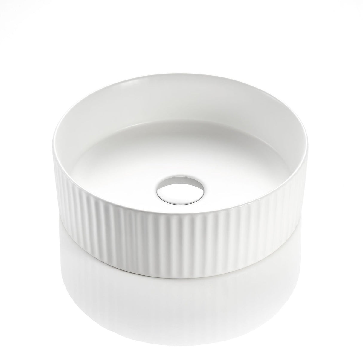 POS Fluted Gloss White/Matte White Basin (Round: 360x360x115)