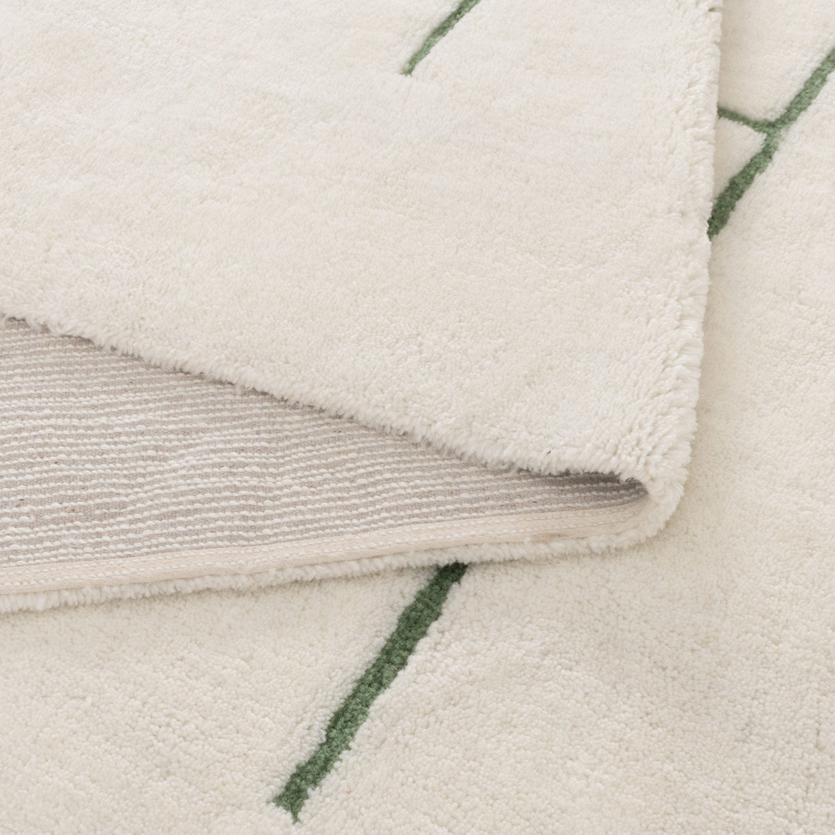 Highlands Abstract Olive Lines Washable Wool Rug
