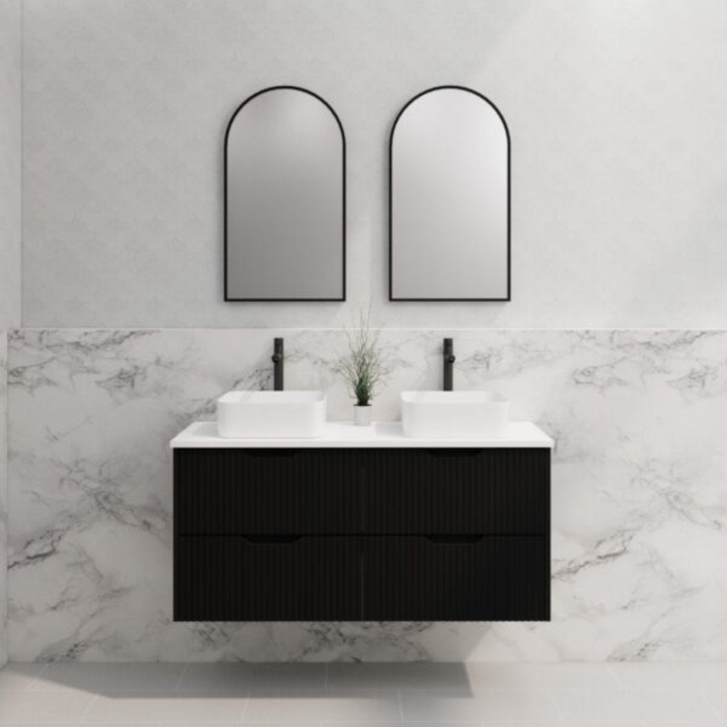ABS BALI Wall Hung Double Bowl Vanity 1200mm (Matte Black)