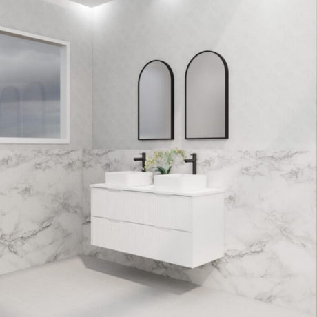 ABS BALI Wall Hung Double Bowl Vanity 1200mm (Matte White)