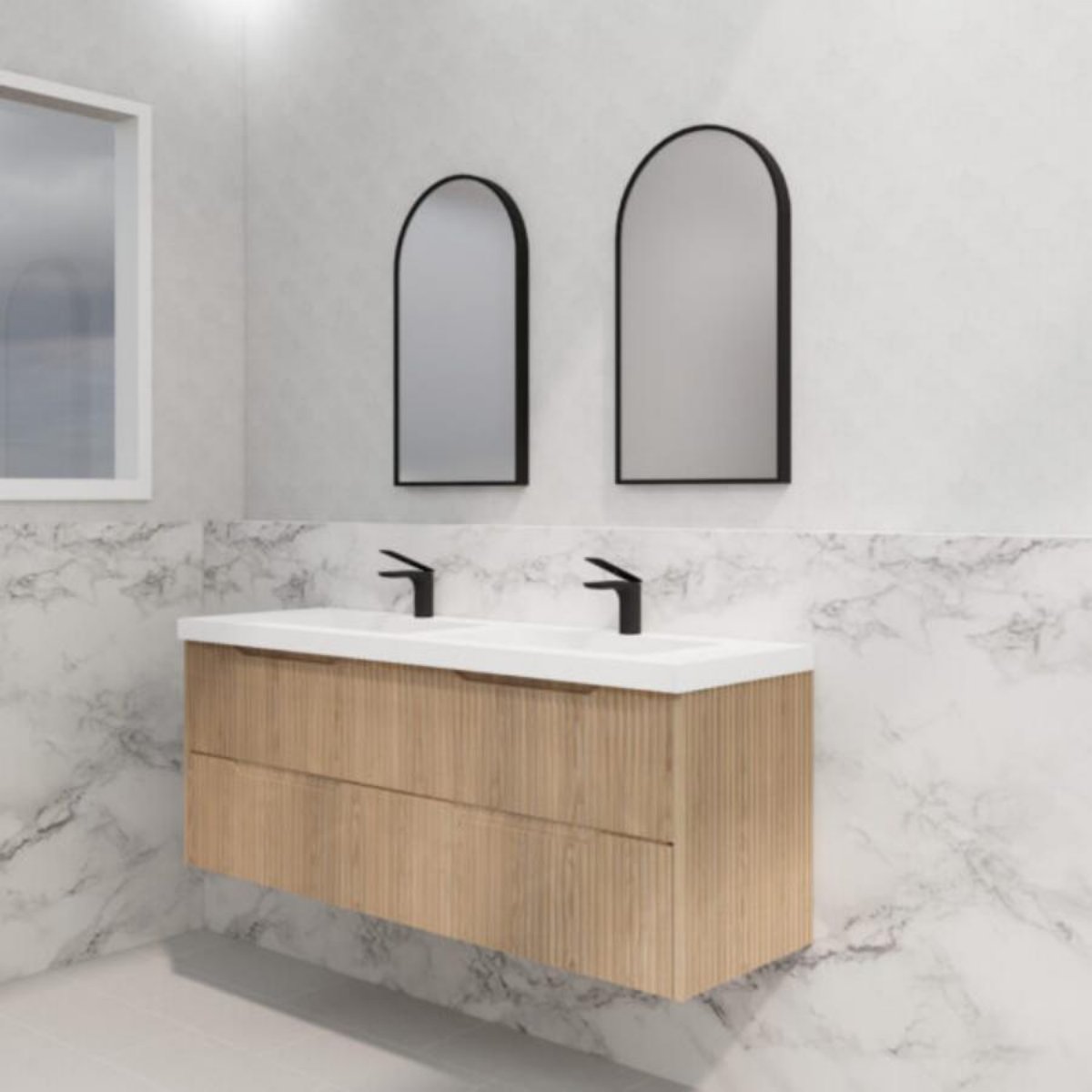 ABS BALI Wall Hung Double Bowl Vanity 1500mm (American Oak)