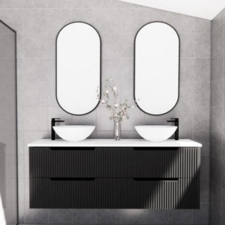 ABS BALI Wall Hung Double Bowl Vanity 1500mm (Matte Black)