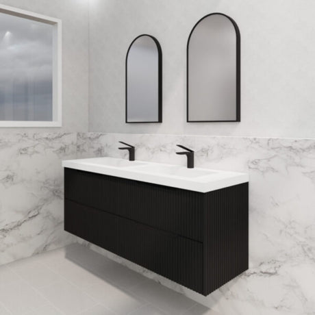 ABS BALI Wall Hung Double Bowl Vanity 1500mm (Matte Black)