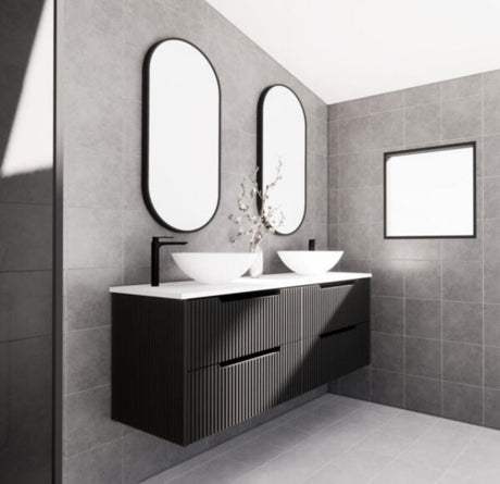 ABS BALI Wall Hung Double Bowl Vanity 1500mm (Matte Black)