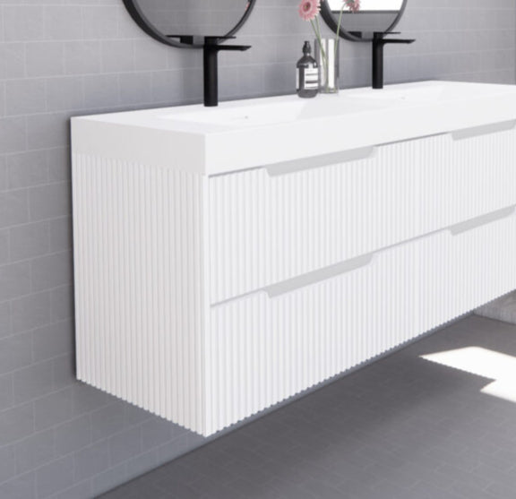 ABS BALI Wall Hung Double Bowl Vanity 1500mm (Matte White)
