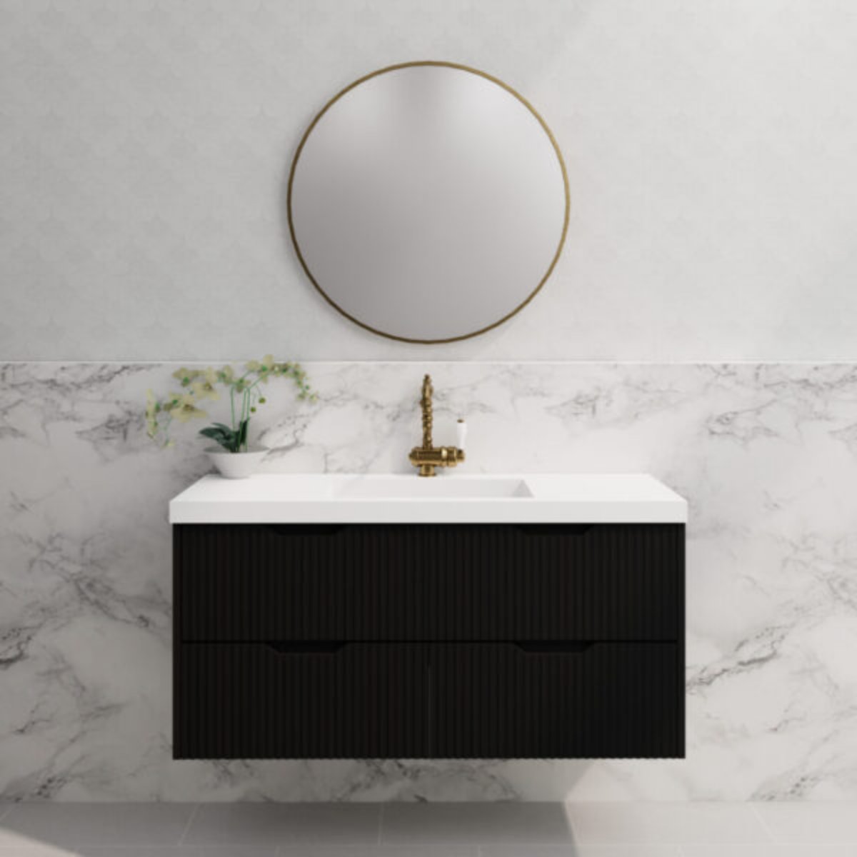 ABS BALI Wall Hung Single Bowl Vanity 1200mm (Matte Black)