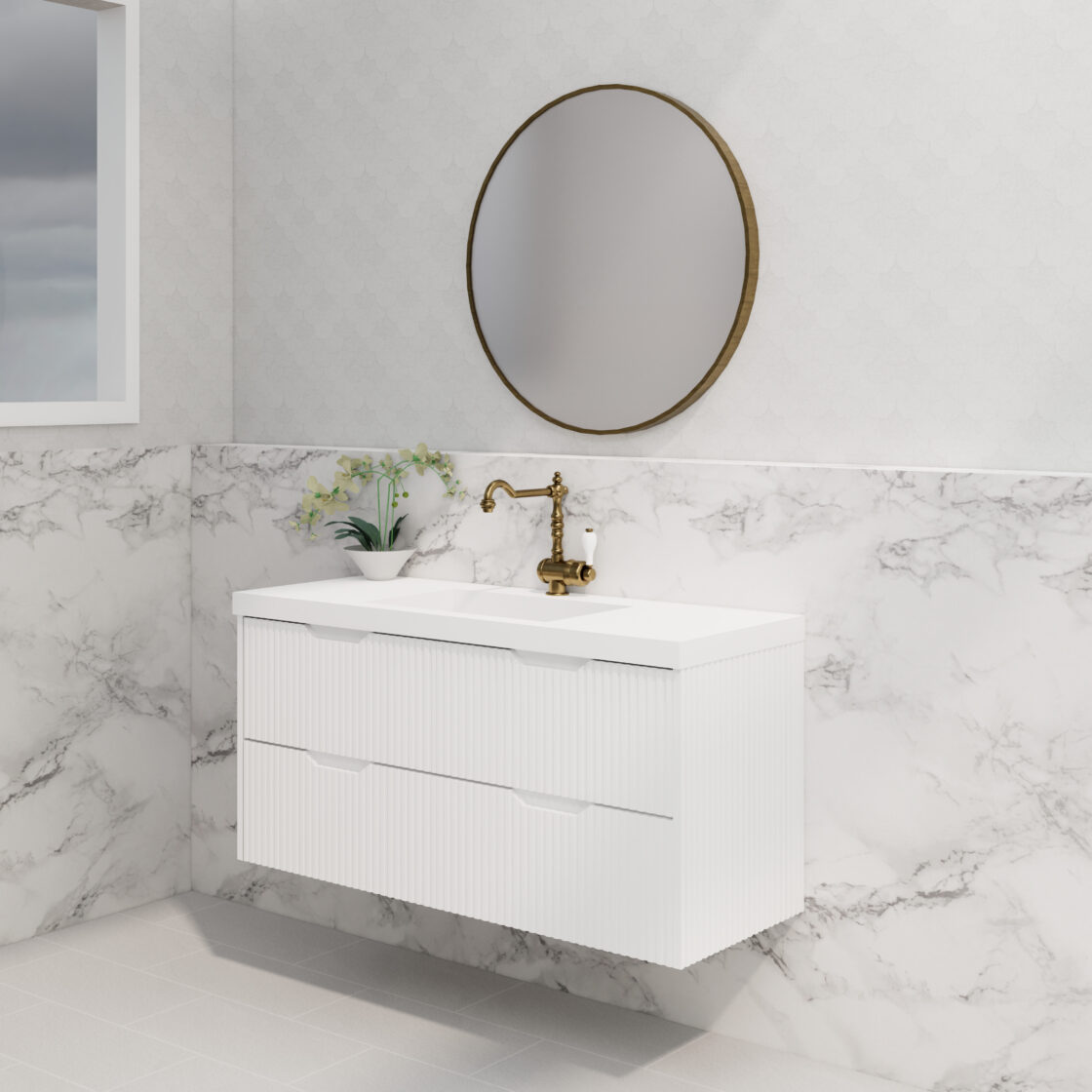 ABS BALI Wall Hung Single Bowl Vanity 1200mm (Matte White)