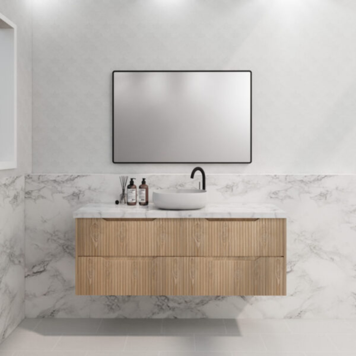 ABS BALI Wall Hung Single Bowl Vanity American Oak 1500mm
