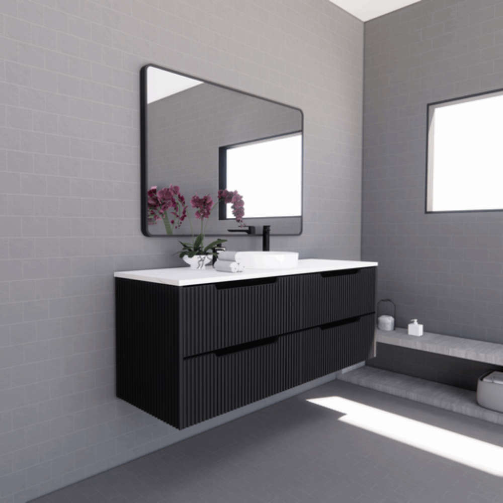 ABS BALI Wall Hung Single Bowl Vanity Matte Black 1500mm