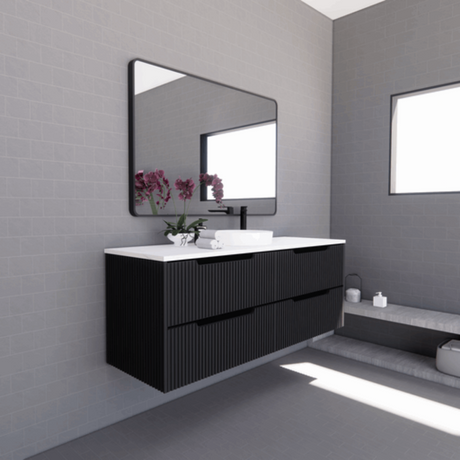 ABS BALI Wall Hung Single Bowl Vanity Matte Black 1500mm