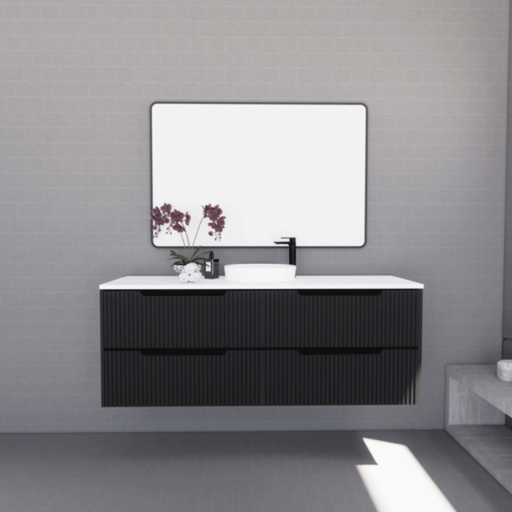 ABS BALI Wall Hung Single Bowl Vanity Matte Black 1500mm