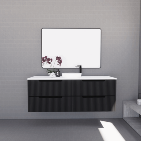 ABS BALI Wall Hung Single Bowl Vanity Matte Black 1500mm
