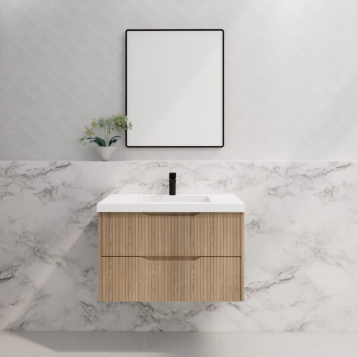 ABS BALI Wall Hung Vanity American Oak 900mm